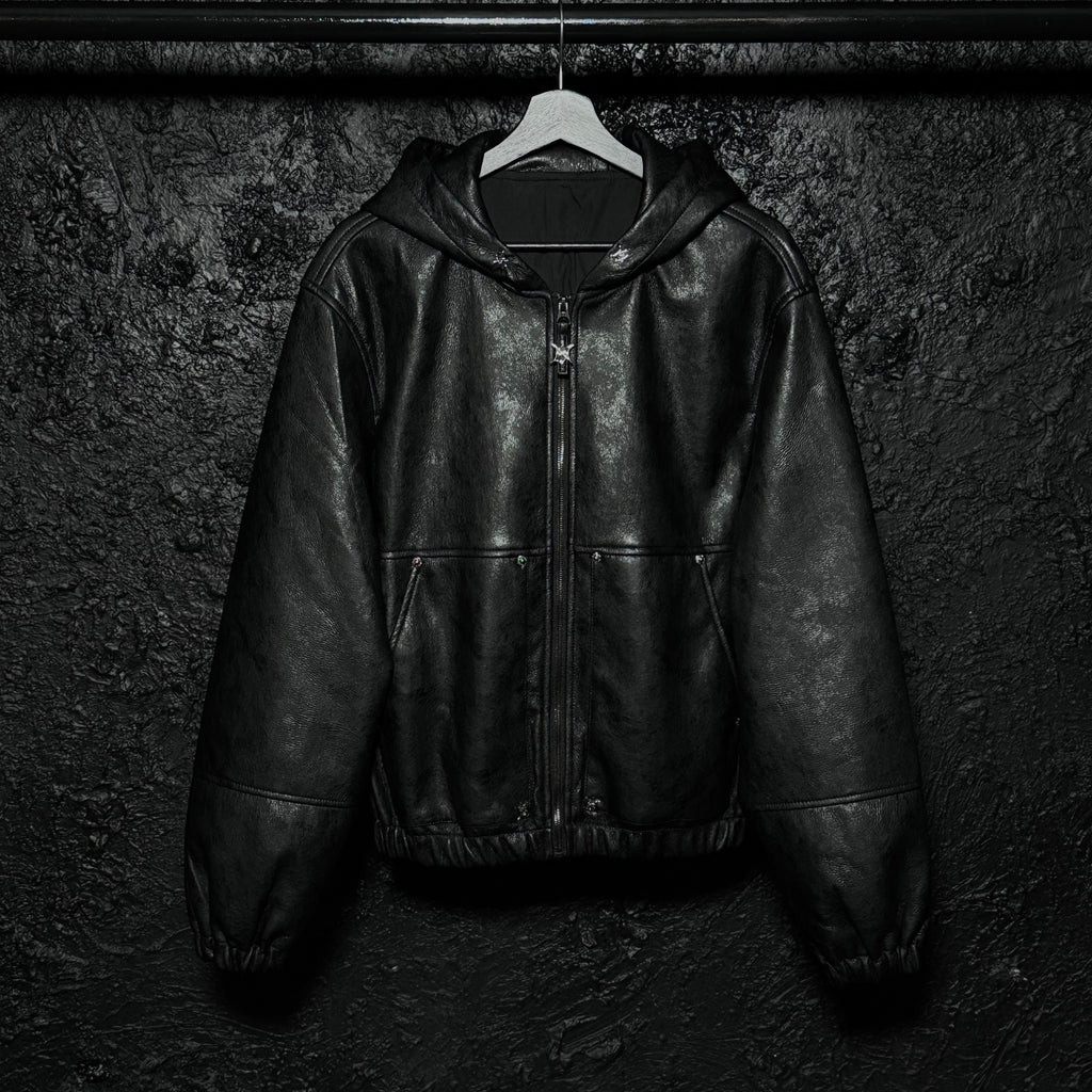 Notta Nera Leather Hooded Jacket