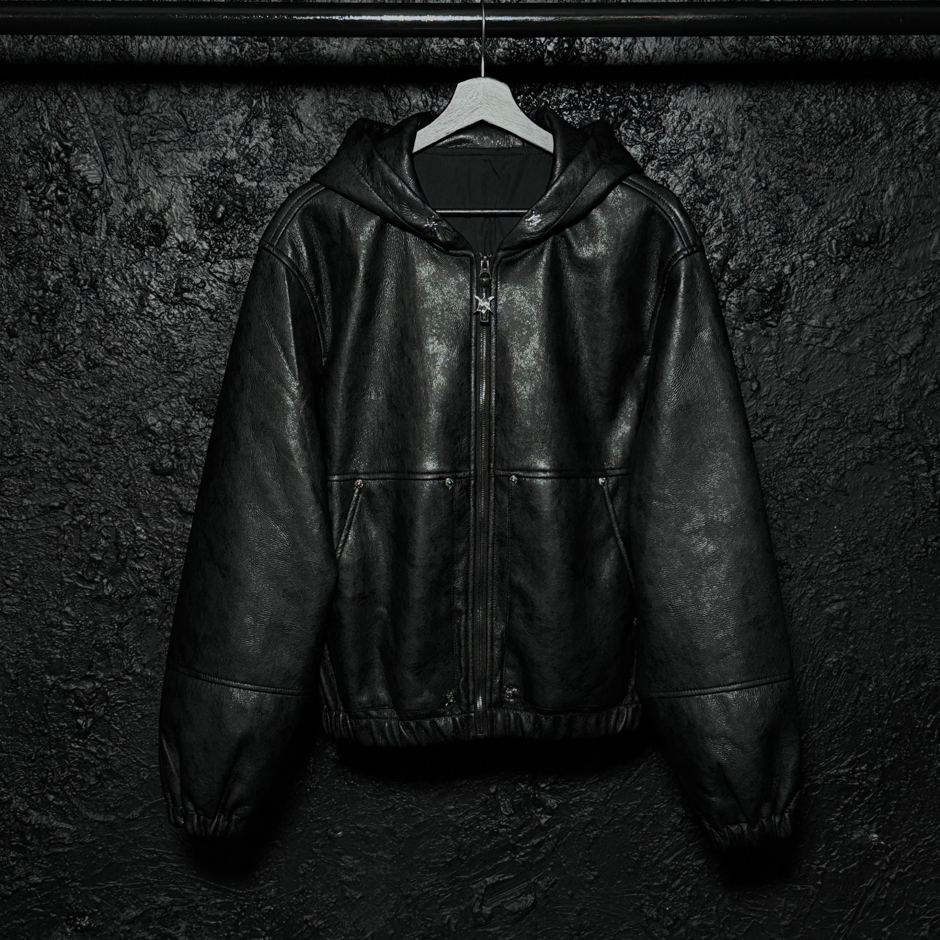 Notta Nera Leather Hooded Jacket