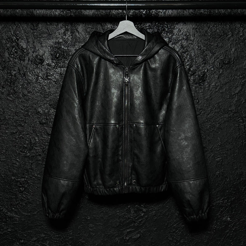 Notta Nera Leather Hooded Jacket