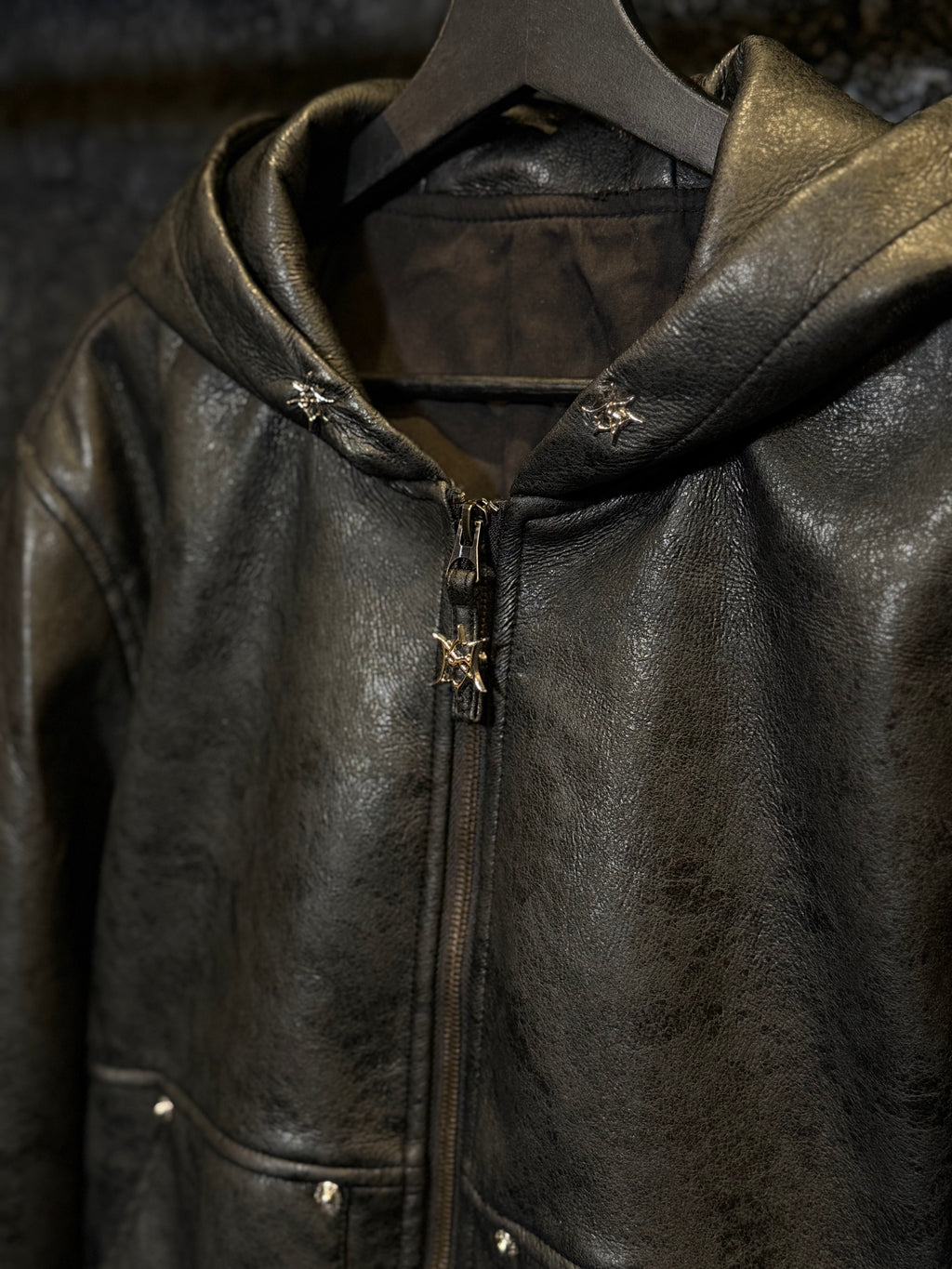 Notta Nera Leather Hooded Jacket