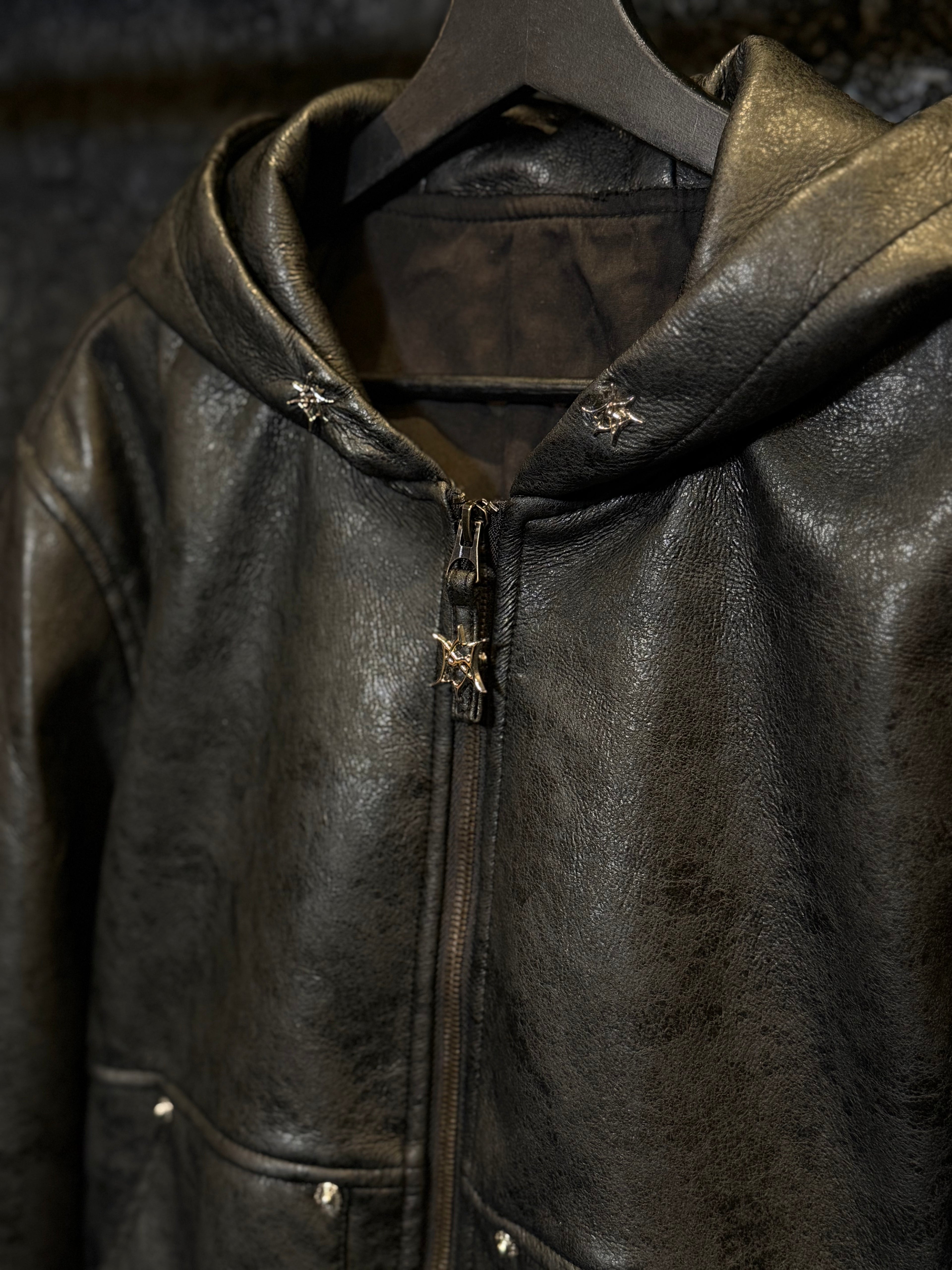 Notta Nera Leather Hooded Jacket